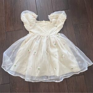 Audrey Camille Toddler Girls' Bell Sleeve Floral Tulle Dress - Yellow sz 5T